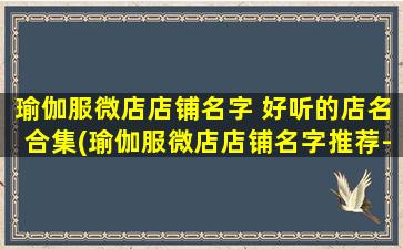 瑜伽服微店店铺名字 好听的店名合集(瑜伽服微店店铺名字推荐-让你的店铺名更有特色)